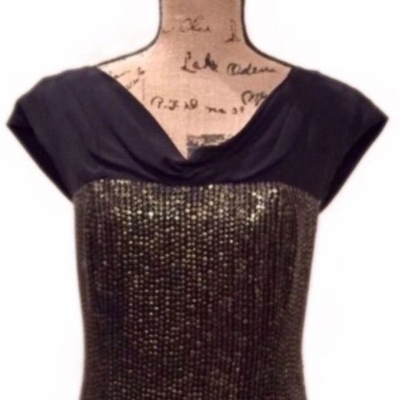 TORY BURCH Black Gold Sequin Party Dress NWT - Picture 5 of 8